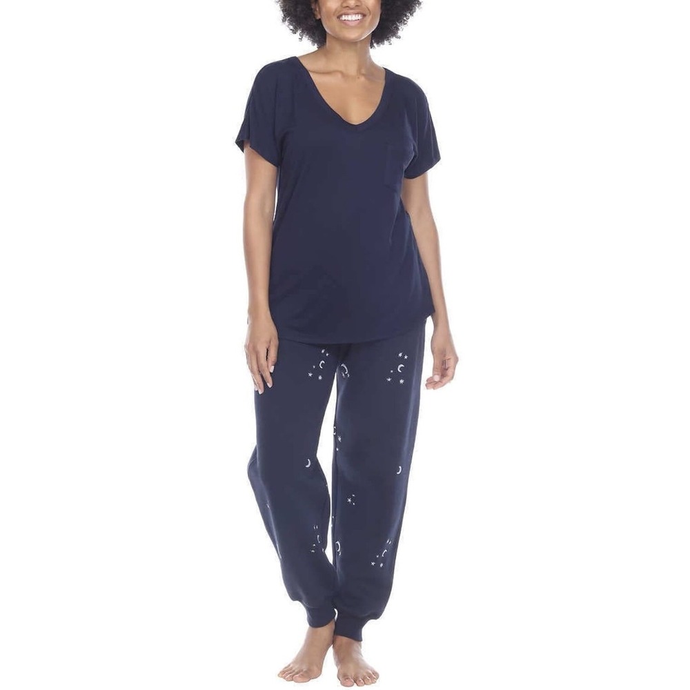 HONEYDEW Size 2X 2-Piece Lounge Set Navy Moon Jogger & Short Sleeve Top NWT